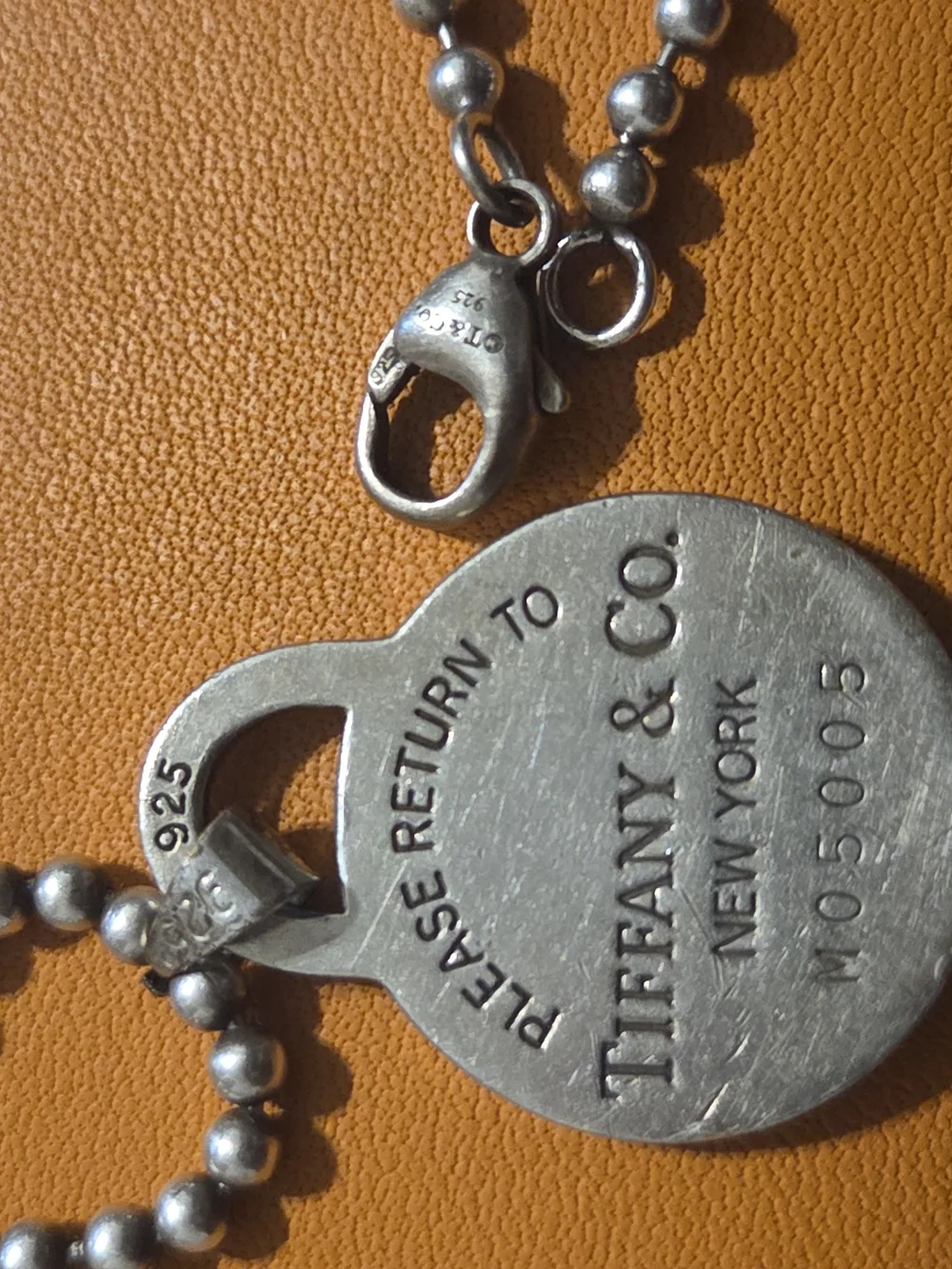 Tiffany & Co. Silver Ball Chain Necklace with Padlock Pendant